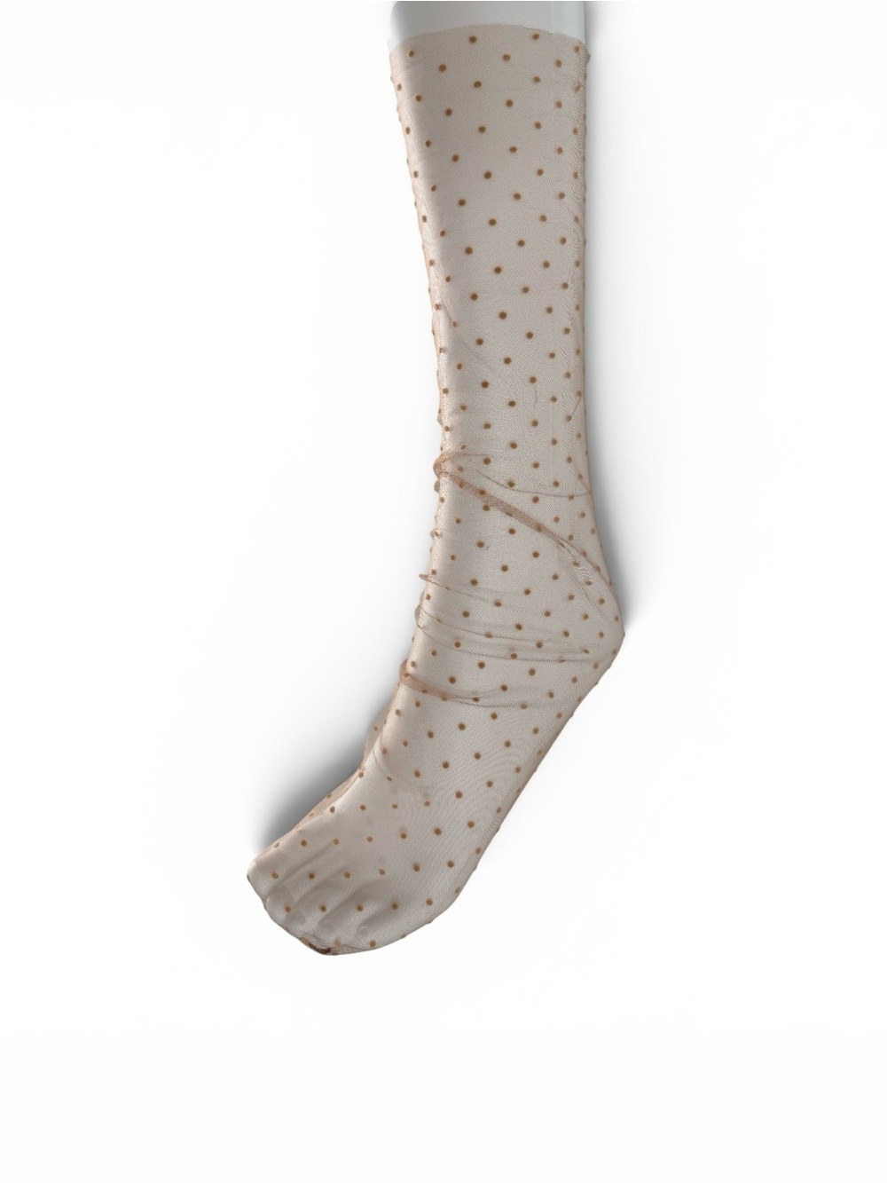 Sheer Beige Polka Dot Dress Socks